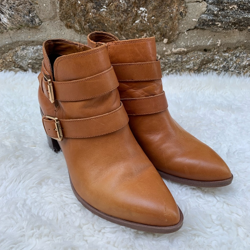 Franco Sarto Buck Bootie in Cognac, size 6.5